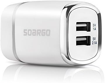 Soargo® 15W Dual-Port Usb Wall Charger 5V/3.1A high-speed AC Power Adapter with Folding Plug Portable Travel Charger for iPhone 6 Plus 5s 5c 4s, iPad air 4 3 2, iPad Mini;Galaxy S5 S4; Note 4 3 2;All Android Devices. (White)