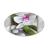 22x14 Oval Wall Vinyl Sticker Orchid and River Stones