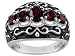 1.43CTW GARNET AND INLAY BLACK RESIN STERLING SILVER RING