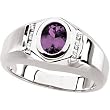 14K White Gold Man's Amethyst and Diamond Ring