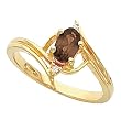 14K Yellow Gold Smoky Quartz and Diamond Ring