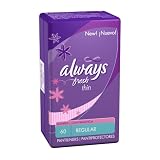Always Pantiliner Thin, Regular, Wrapped, Scented, 60-Count Packages (Pack of 4)