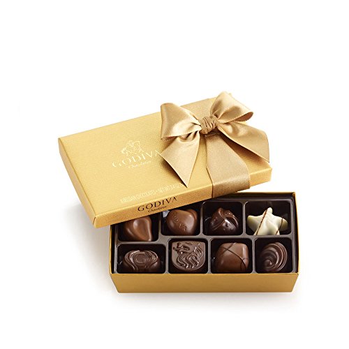 GODIVA Chocolatier Assorted Chocolate Gold Gift Box, Classic Ribbon, 8 pc.
