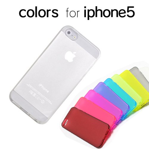 iphone5 艶消しハードシリコンシンプルデザインケース 【icolors】アダプターも充電器もケーブルも装着したまま接続可能 (クリア)