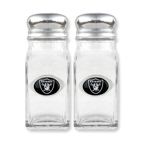 NFL Raiders Glass Salt Pepper Shakers