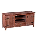 Southern Enterprises Eldridge Rustic Plank TV Console, Distressed Weathered Oak