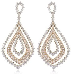 Leo Pizzo Diamond 18k Two Tone Gold Dangle Earrings