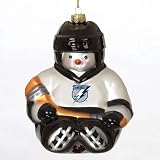 Pack of 2 NHL Tampa Bay Lightning Hockey Snowman Glass Christmas Ornaments 5.5"
