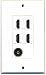 RiteAV - 4 x HDMI and 1 x Toslink Digital Audio Port Wall Plate - White