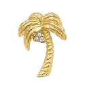 Palm Tree Pendant with Diamonds in 14K Yellow Gold