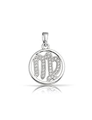 Bling Jewelry Sterling Silver Micro Cubic Zirconia Virgo Zodiac Sign Pendant