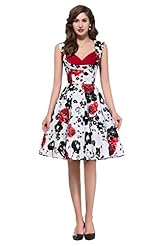 V-neck Vintage Cotton Cocktail Floral Print Sleeveless Club Dress/Homecoming Dress/Prom Dress/Party Dress/Wedding Dress 