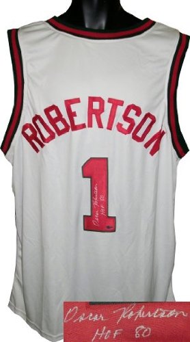Oscar Robertson Autographed/Hand Signed Milwaukee Bucks White Prostyle Jersey HOF 80- Robertson Holo