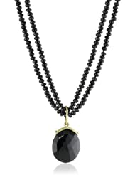 Gabrielle Sanchez 16x20mm Double Strand Black Spinel Pendant Necklace