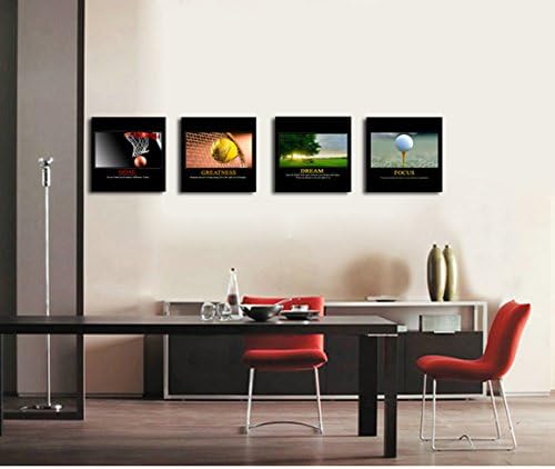 Wall Up Canvas Printing Art Stretched and Wood Framed Motivational Self Positive Office Quotes Combine Modern Inspirational Art for Wall Decor and Home Decoration, 12x12inchx4pcs, CP-201-204