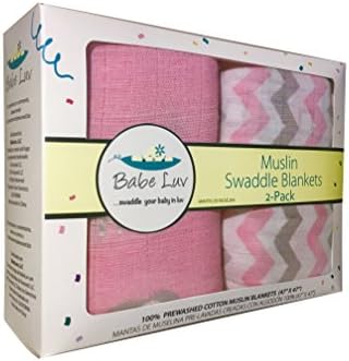 100% Cotton Muslin Swaddle Blanket (2 Pack) for Baby Girls | 47" X 47" - Introductory Offer by BabeLuv