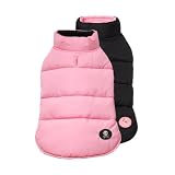 Fab Dog Reversible Puffer Vest Dog Jacket, Girlie Skull Pink/Black