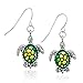 PammyJ Turtle Earrings - Silvertone Green Sea Turtle Dangle Earrings