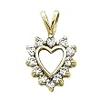 14K Yellow Gold Diamond Heart Pendant - 0.24 Ct.