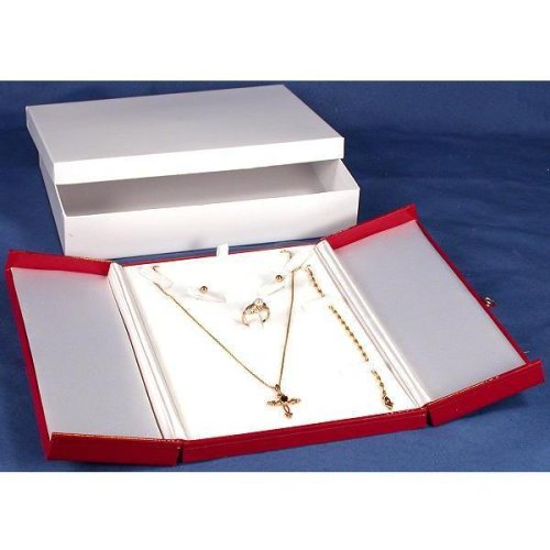 Red & White Earring Ring Necklace Bracelet Combo Gift Box Display