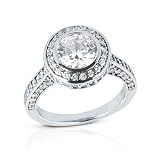 1.50 Ct Diamond Engagement Ring Solitaire Round Cut Bezel Pave Style SI3 H
