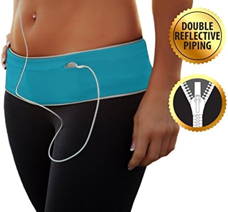 Running Belt Pouch - Best Fanny Pack Fitness Flipbelt - Waist Storage for your Accessories - Packs Apple iphone 5 through 6 Plus - Hiking - Climbing - Workout - Jogging - (Blue, X-Small)
