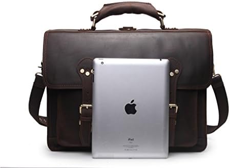 Wellingsale® Full Grain Natural Cowhide Distressed Mocha Brown Leather Executive Briefcase Bag and Backpack