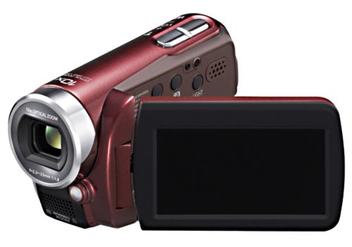 Panasonic SDR-S15 EG-T SD-Camcorder (SD/SDHC-Card, 10-fach opt. Zoom, 6,9 cm (2,7 Zoll) Display, Bildstabilisator) bordeaux