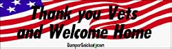 Thank you vets and welcome home - patriotic bumper stickers (Medium 10x2.8 in.)