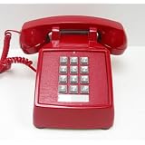 ITT 2500 Red Corded Touch Tone Desk Phone w/ BONUS 25' Cord
