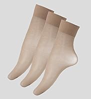 3 Pairs of 15 Denier Ladder Resist Shine Ankle Highs