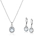 Sterling Silver Blue and White Topaz Pendant and Earrings Set