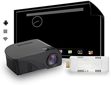 Projector Full Color Pro Mini Portable LCD LED Home Theater Cinema Gaming Projector COMPLETE PACKAGE with Wi-Fi SmartStick Custom Android PC Mini Computer (Custom Projection Screen Options)