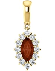18K Yellow Gold 8.00x4.00mm Marquise Cut Mozambique Garnet and Diamond Pendant -- LIFETIME WARRANTY