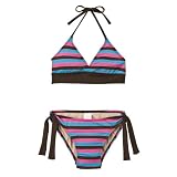Girls' Xhilaration 2-pc. Foil Stripe Swimsuit - Brown