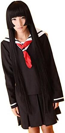 Japanese Anime Costumes Shoujo Hell Girl Enma Ai Sailor Dress Cosplay (L)