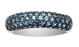 10k White Gold and Black Rhodium Blue Diamond Ring