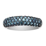 10k White Gold and Black Rhodium Blue Diamond Ring