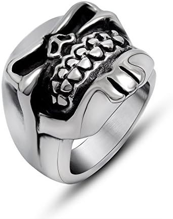 Long beard skull ring Men s single domineering personality hipster punk titanium steel jewelry SA738 Siz-12