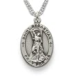 Sterling Silver 7/8" Oval Engraved St. Sebastian, Patron of Athletes Medal on 24" Chain