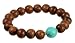 Vermeil Wood Beads and Turquoise Accent Rondell Stretch Bracelet, 7.5