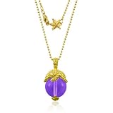 18K Gold over .925 Sterling Silver Starfish Claw Pendant with 16mm Round Amethyst on 30 1.5mm Bead Chain