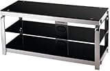 LSH-5614 3-TIER TV STAND, SILV CHROME/BLACK GLS, 43.25