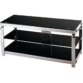 LSH-5614 3-TIER TV STAND, SILV CHROME BLACK GLS, 43.25'' Lx16.75'' Wx20'' H by Lite Source by Lite Source