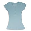 Jade - Girls Ribbed Henley Short Sleeve Shirt, Light Blue