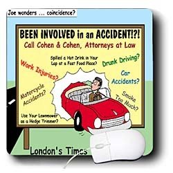 Londons Times Funny Music Cartoons - James Sokolove Ambulance Chaser Memorial Cartoon - Mouse Pads