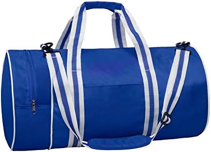 Cylinder Shaped Duffle Sports Bag Side Pocket, End Compartment For Shoes - Royal Blue