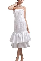 Strapless Taffeta Applique Tea Length  Dress