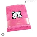 Pet Towel in Pink With An Embroidered Dog Applique