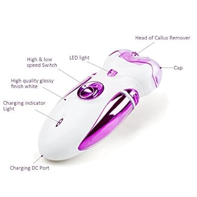 Augymer Epilator Set 4 In 1 Cordless Electric Hair Removal - Rechargeable Foot Callus Remover Shaver/Hair Clipper...